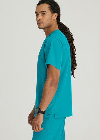 Free Embroidery Men's Structure Crossover V-neck Basic Scrub Top