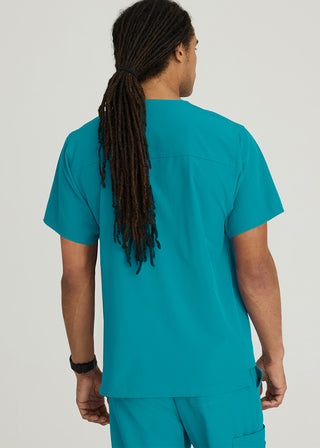 Free Embroidery Men's Structure Crossover V-neck Basic Scrub Top