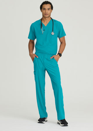 Free Embroidery Men's Structure Crossover V-neck Basic Scrub Top