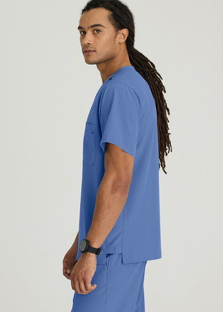 Free Embroidery Men's Structure Crossover V-neck Basic Scrub Top