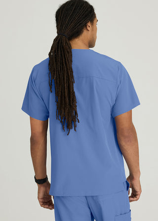 Free Embroidery Men's Structure Crossover V-neck Basic Scrub Top