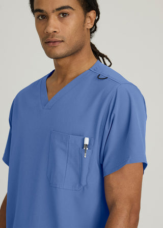 Free Embroidery Men's Structure Crossover V-neck Basic Scrub Top