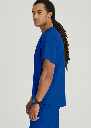Free Embroidery Men's Structure Crossover V-neck Basic Scrub Top