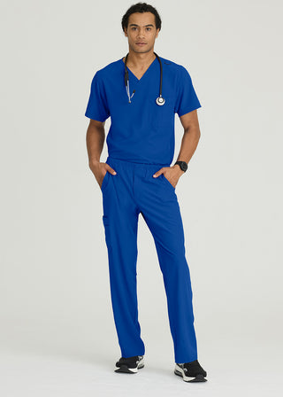 Free Embroidery Men's Structure Crossover V-neck Basic Scrub Top