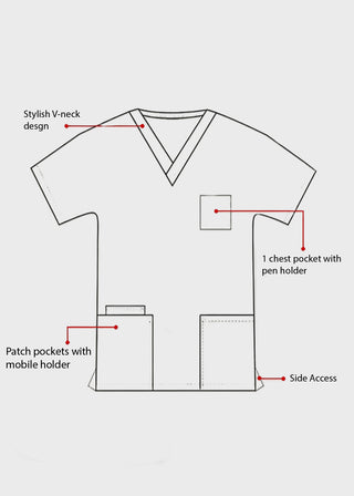 HeedFit Unisex 27.5 Inches V-Neck Four Pocket Scrub Top