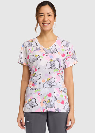 Cherokee Licensed V-Neck Women's  Print Top in Sky Circus
