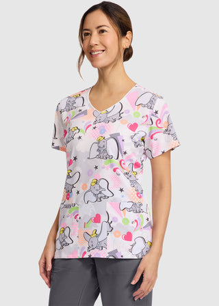 Cherokee Licensed V-Neck Women's  Print Top in Sky Circus