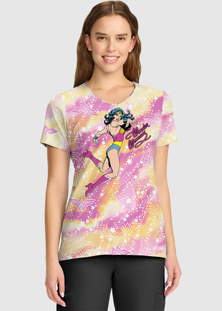 Cherokee Licensed Women's V-Neck Print Top in Tiger Tie Dye