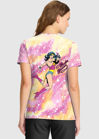 Cherokee Licensed Women's V-Neck Print Top in Tiger Tie Dye