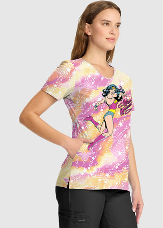 Cherokee Licensed Women's V-Neck Print Top in Tiger Tie Dye