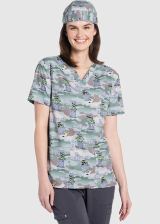 Cherokee Licensed Unisex Grouchy Pants Print Scrub Top