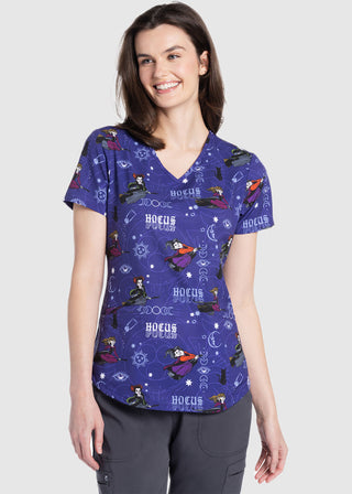 Cherokee Licensed Women's V-Neck Print Top in Moon Phase