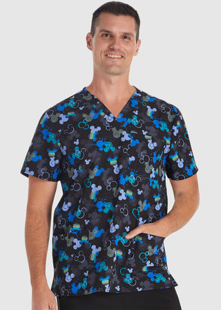 Cherokee Licensed Men's V-Neck Top in Doodle Ears