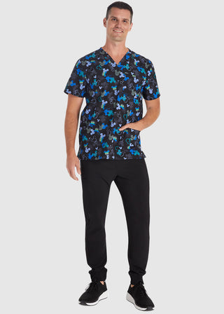 Cherokee Licensed Men's V-Neck Top in Doodle Ears