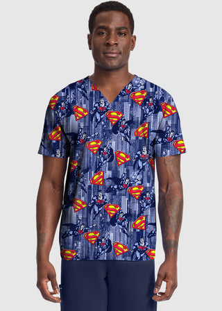 Cherokee Licensed Men's Print V-Neck Top in Metropolis Force