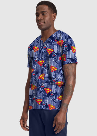 Cherokee Licensed Men's Print V-Neck Top in Metropolis Force