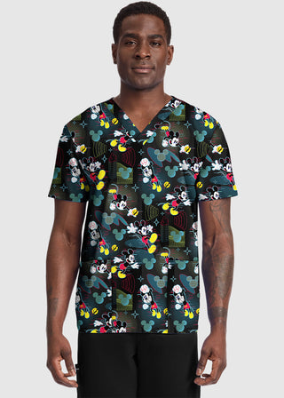Cherokee Licensed Men's Print V-Neck Top in Digital Mickey