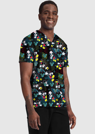 Cherokee Licensed Men's Print V-Neck Top in Digital Mickey