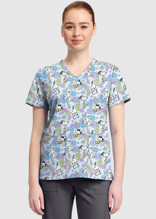 Cherokee Licensed V-Neck Top Unisex in Groovy Snoopy