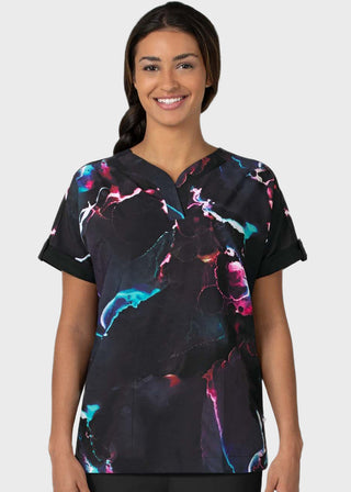 Wink Scrubs Wink Fashion Prints Women's Oversized Print Scrub Top In Black Ink Drop