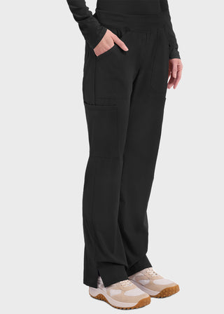 Cherokee Workwear Professionals Women's Elastic Waist Mid Rise Straight Leg Pull-on Cargo Pant