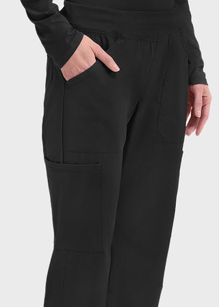 Cherokee Workwear Professionals Women's Elastic Waist Mid Rise Straight Leg Pull-on Cargo Pant