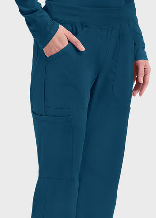 Cherokee Workwear Professionals Women's Elastic Waist Mid Rise Straight Leg Pull-on Cargo Pant