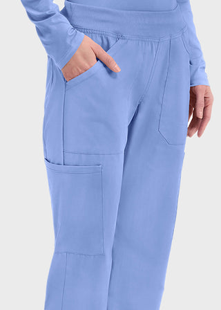 Cherokee Workwear Professionals Women's Elastic Waist Mid Rise Straight Leg Pull-on Cargo Pant