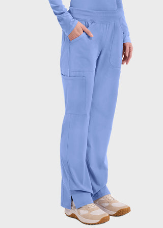 Cherokee Workwear Professionals Women's Elastic Waist Mid Rise Straight Leg Pull-on Cargo Petite Pant