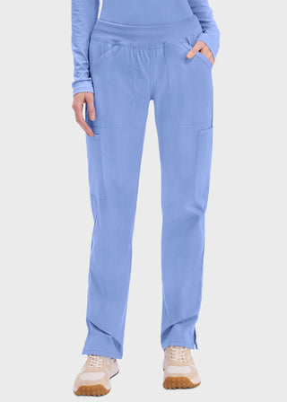 Cherokee Workwear Professionals Women's Elastic Waist Mid Rise Straight Leg Pull-on Cargo Petite Pant