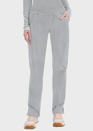 Cherokee Workwear Professionals Women's Elastic Waist Mid Rise Straight Leg Pull-on Cargo Petite Pant