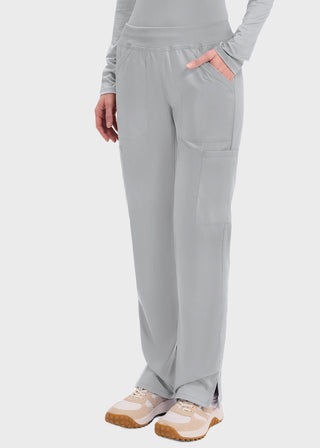 Cherokee Workwear Professionals Women's Elastic Waist Mid Rise Straight Leg Pull-on Cargo Petite Pant