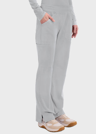 Cherokee Workwear Professionals Women's Elastic Waist Mid Rise Straight Leg Pull-on Cargo Petite Pant