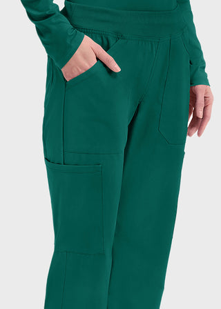 Cherokee Workwear Professionals Women's Elastic Waist Mid Rise Straight Leg Pull-on Cargo Petite Pant