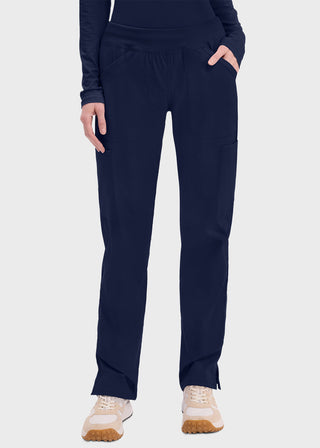 Cherokee Workwear Professionals Women's Elastic Waist Mid Rise Straight Leg Pull-on Cargo Petite Pant