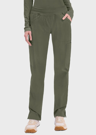 Cherokee Workwear Professionals Women's Elastic Waist Mid Rise Straight Leg Pull-on Cargo Petite Pant