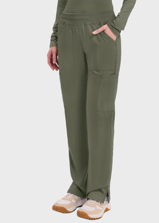 Cherokee Workwear Professionals Women's Elastic Waist Mid Rise Straight Leg Pull-on Cargo Petite Pant