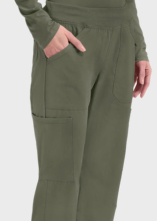 Cherokee Workwear Professionals Women's Elastic Waist Mid Rise Straight Leg Pull-on Cargo Tall Pant