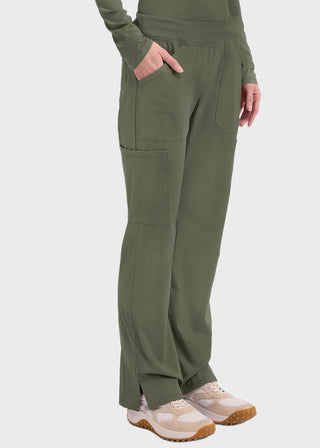 Cherokee Workwear Professionals Women's Elastic Waist Mid Rise Straight Leg Pull-on Cargo Petite Pant