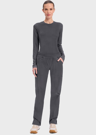 Cherokee Workwear Professionals Women's Elastic Waist Mid Rise Straight Leg Pull-on Cargo Petite Pant