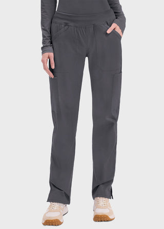 Cherokee Workwear Professionals Women's Elastic Waist Mid Rise Straight Leg Pull-on Cargo Petite Pant