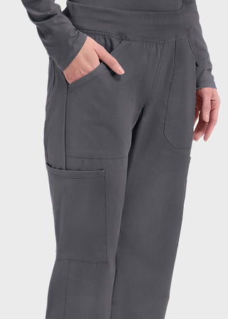 Cherokee Workwear Professionals Women's Elastic Waist Mid Rise Straight Leg Pull-on Cargo Tall Pant