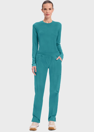 Cherokee Workwear Professionals Women's Elastic Waist Mid Rise Straight Leg Pull-on Cargo Petite Pant