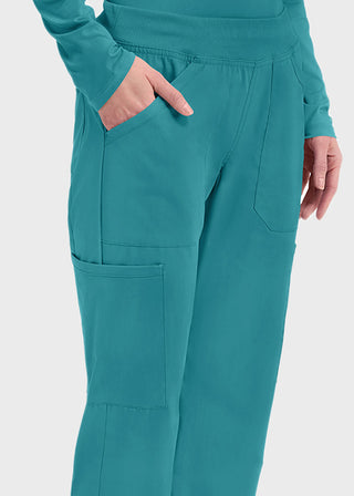 Cherokee Workwear Professionals Women's Elastic Waist Mid Rise Straight Leg Pull-on Cargo Pant
