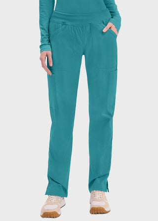 Cherokee Workwear Professionals Women's Elastic Waist Mid Rise Straight Leg Pull-on Cargo Petite Pant