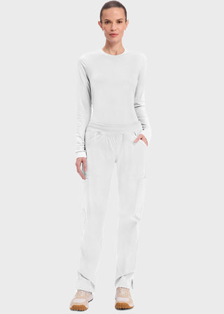 Cherokee Workwear Professionals Women's Elastic Waist Mid Rise Straight Leg Pull-on Cargo Petite Pant