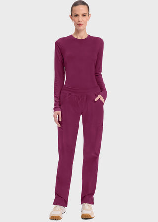 Cherokee Workwear Professionals Women's Elastic Waist Mid Rise Straight Leg Pull-on Cargo Petite Pant