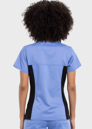 Cherokee Workwear Revolution Women's V-Neck Knit Panel Top