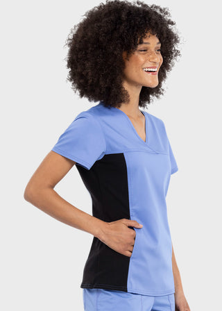 Cherokee Workwear Revolution Women's V-Neck Knit Panel Top