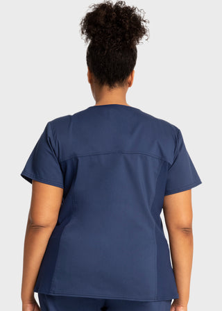 Cherokee Workwear Revolution Women's V-Neck Knit Panel Top